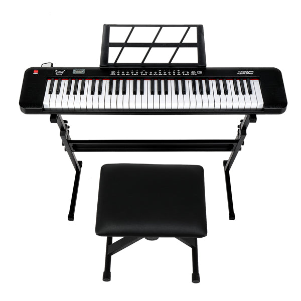 61-Key Electronic Keyboard with Light-Up Display & Stool Set