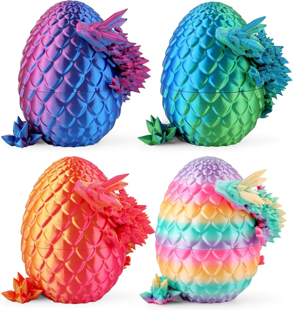 3D Printed Dragon Egg Set - 4 Vibrant Easter Basket Stuffers