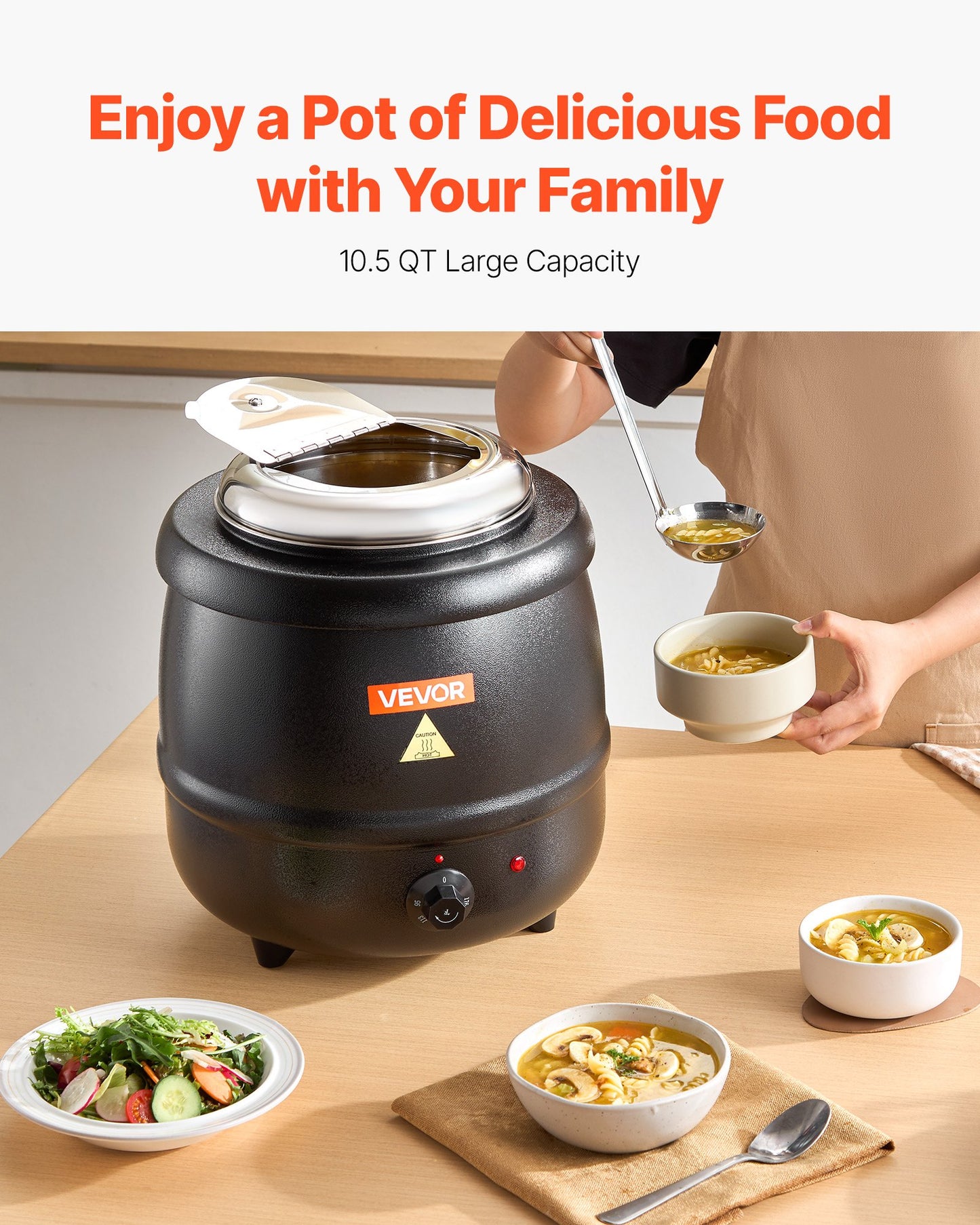 Commercial Soup Warmer with 10 Qt Pot - Adjustable Temperature Food Warmer