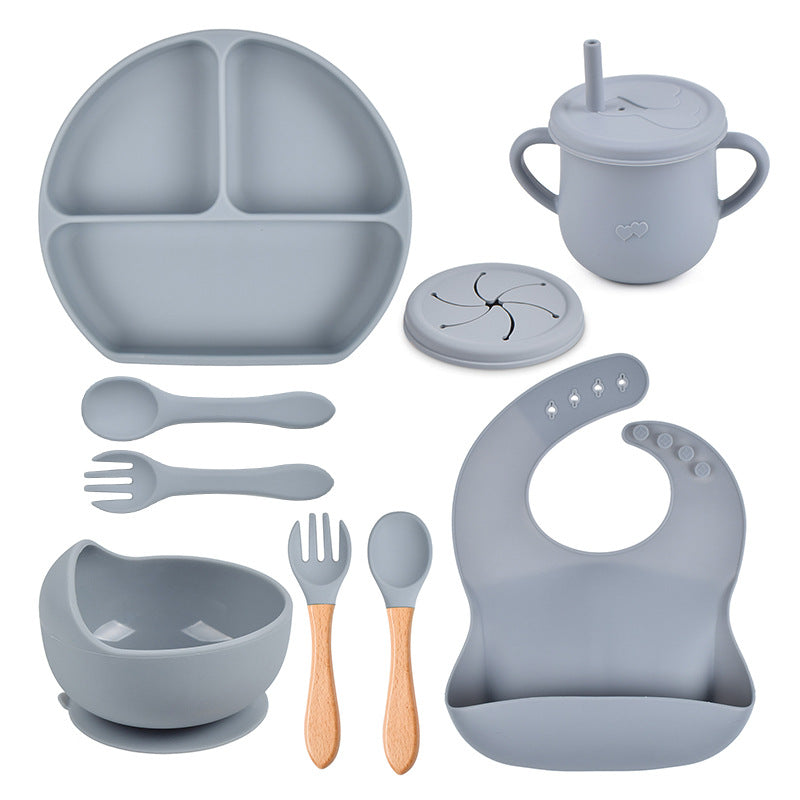 Silicone Solid Color Baby Tableware Set - Child Safe Dinnerware Kit