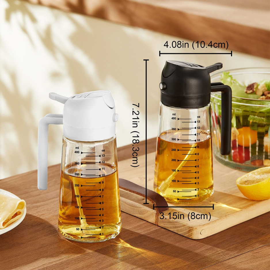 16oz Glass Olive Oil Sprayer & Dispenser - Black