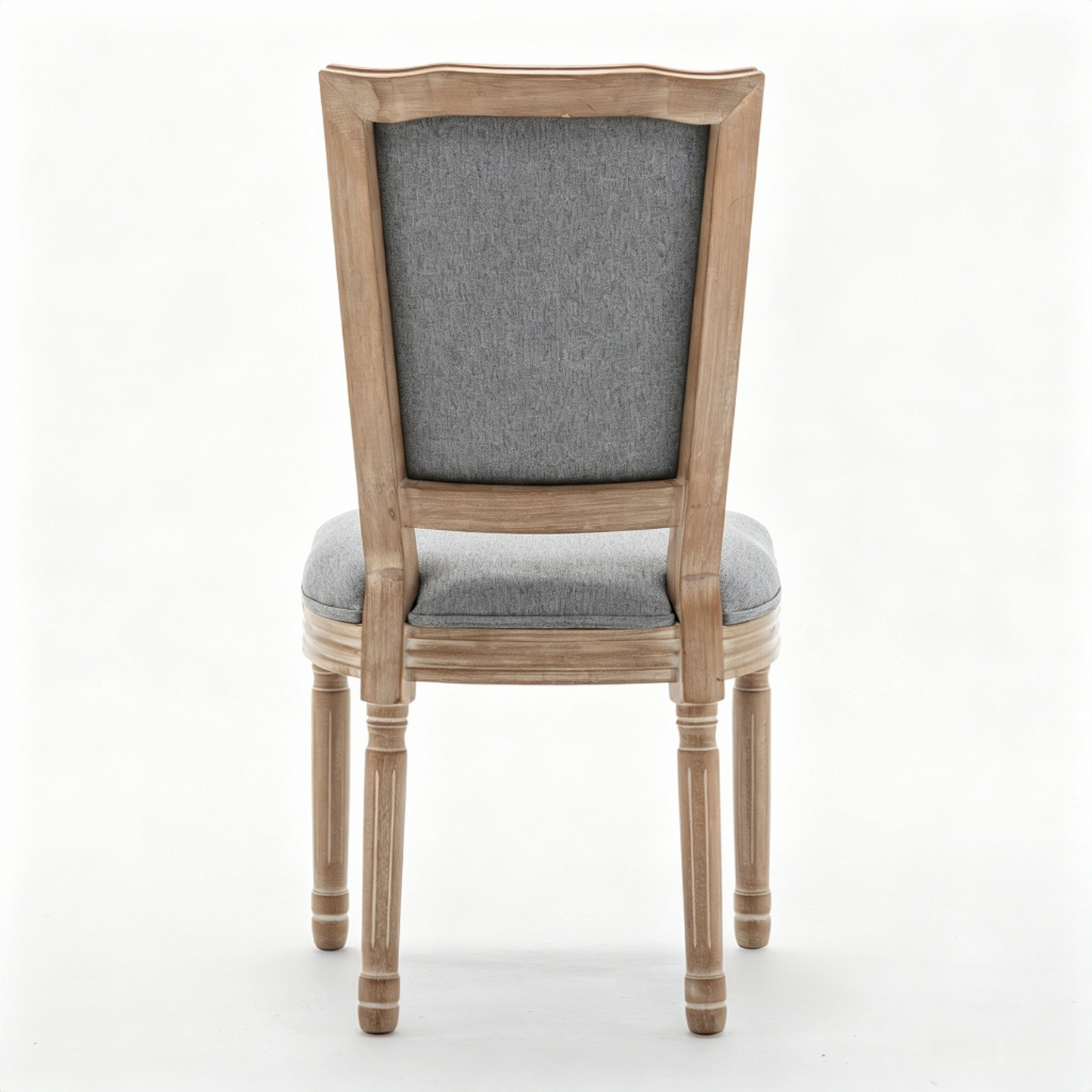 Farmhouse Dining Chairs Set of 2 - Grey Cushioned Linen Seat