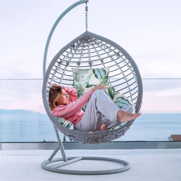 Egg Chair Cushion with Headrest - Thick Soft Polyester Pad