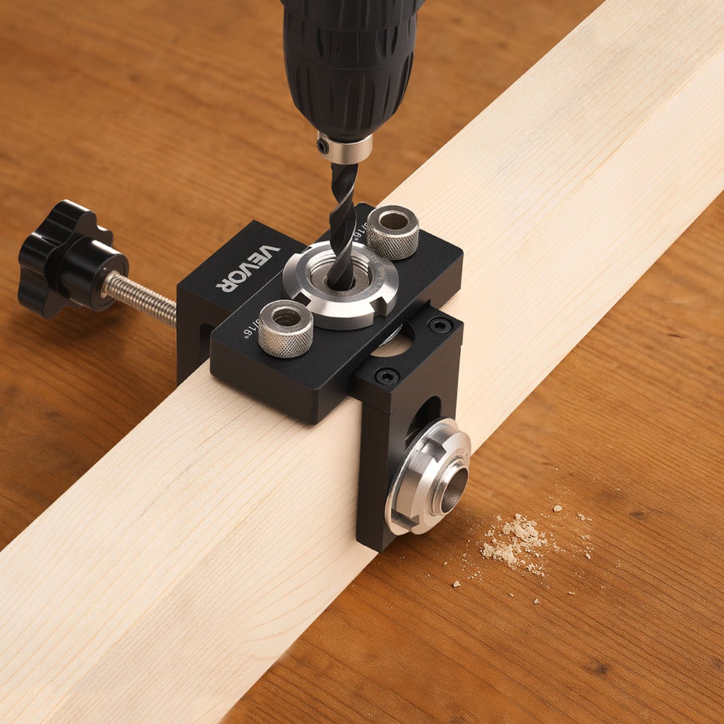 Woodworking Dowel Jig Kit with 3 Drill Bits - Self-Centering Aluminum Guide