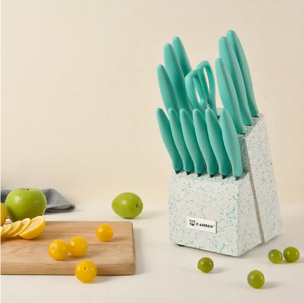 14-Piece Rainbow High Carbon Stainless Steel Knife Set with Scissors