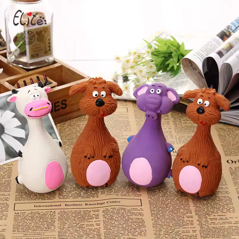 Dog Chew Toys Set - Latex Animal Shapes with Squeaky Sound for Dental & Teething Relief