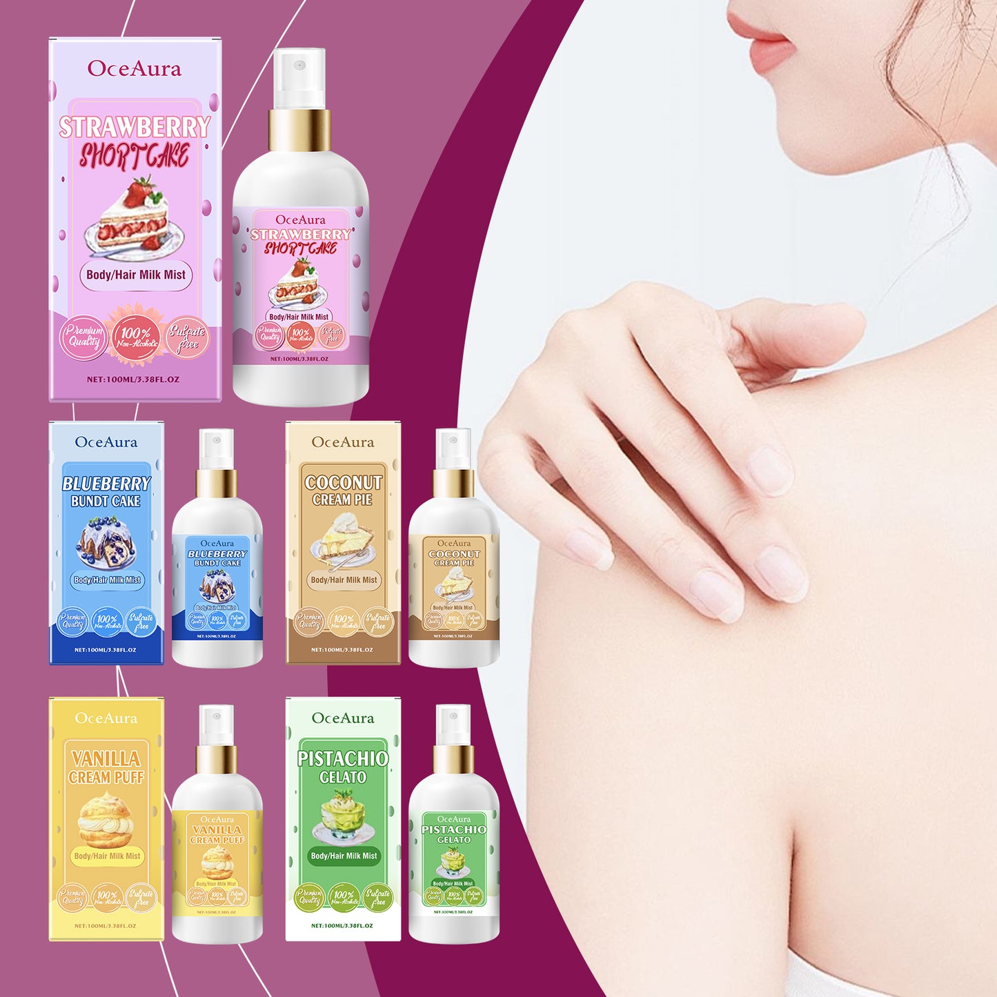Coconut Cream Body & Hair Moisturizing Spray - 100ml Refreshing Mist