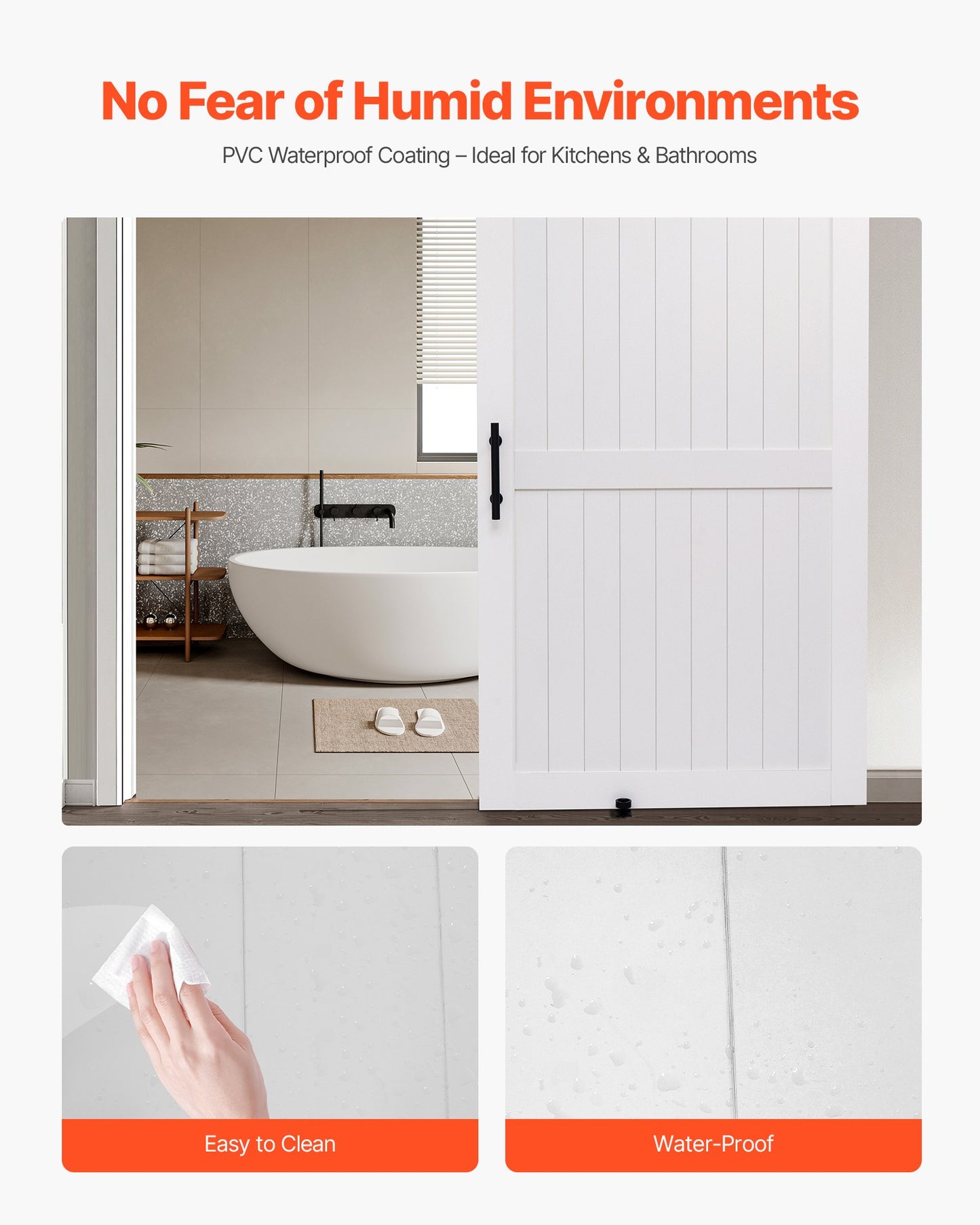 48x84 Inch Sliding Barn Door with Hardware Kit, Waterproof MDF Panel for Living Room & Bathroom