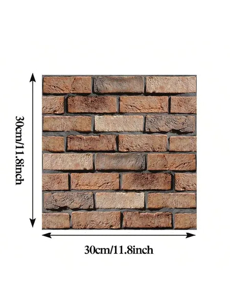 10 Pack 3D White Brick Wall Stickers - Removable & Waterproof