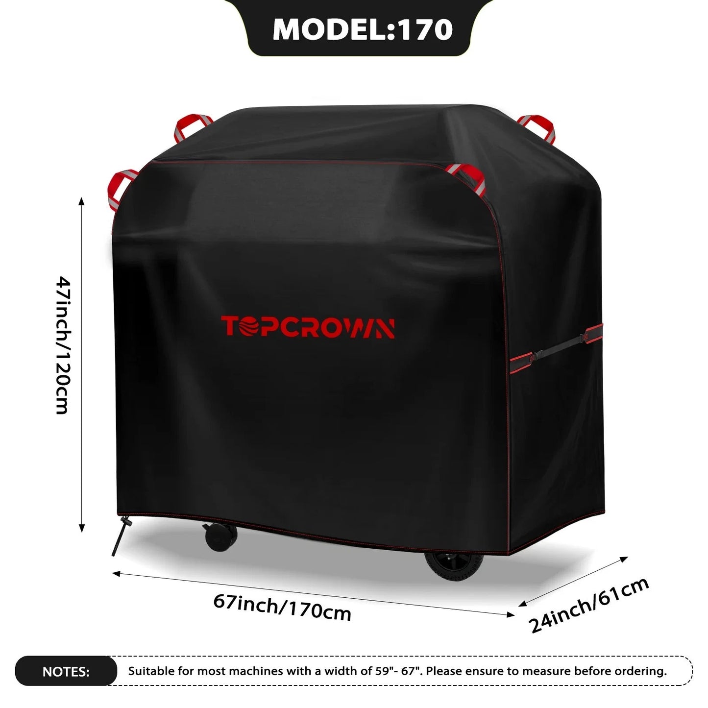 Outdoor Grill Cover Waterproof Oxford Fabric Black 80x66x100cm - Multiple Sizes