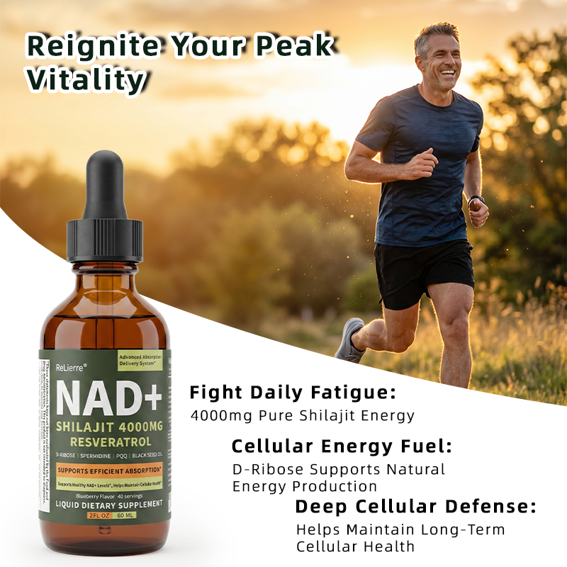 NAD+ Shilajit Liquid Drops with Resveratrol - 60mL Blueberry Supplement