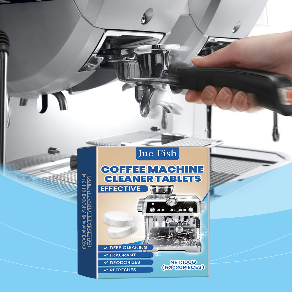 Coffee Machine Cleaning Effervescent Tablets 20-Pack - Fast & Easy Descaling