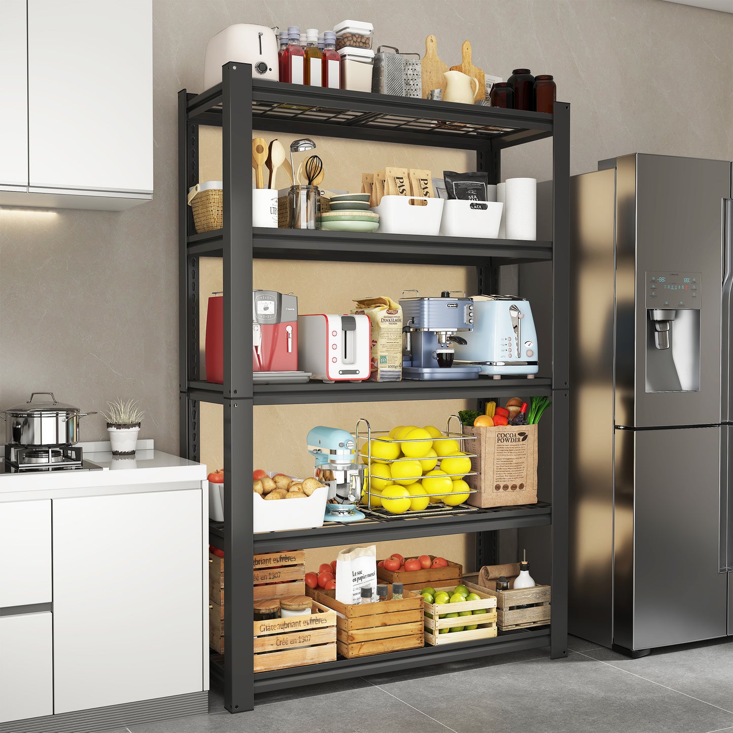 72 H 5-Tier Adjustable Heavy Duty Shelving Metal Mesh Storage Rack