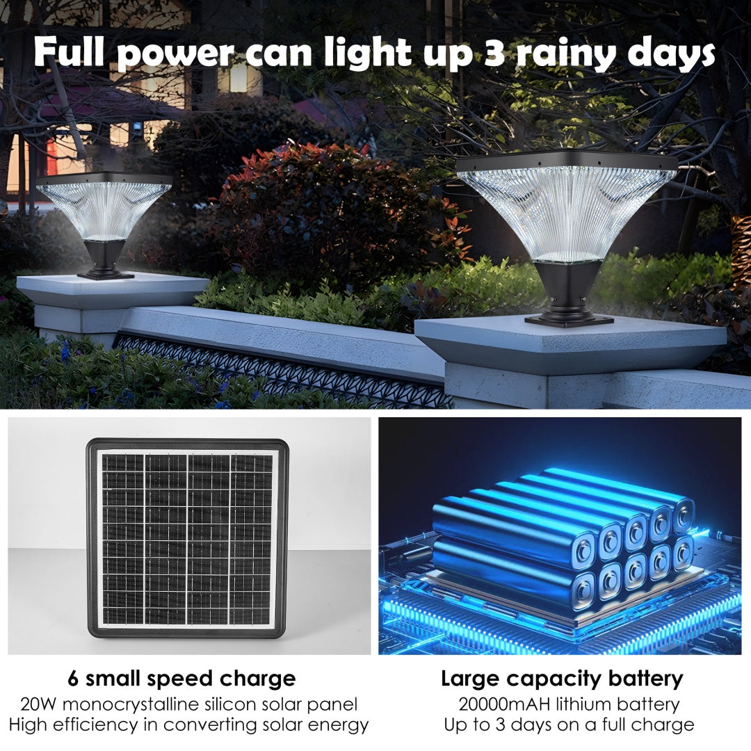 15-Inch Black LED Outdoor Post Light with Remote Control