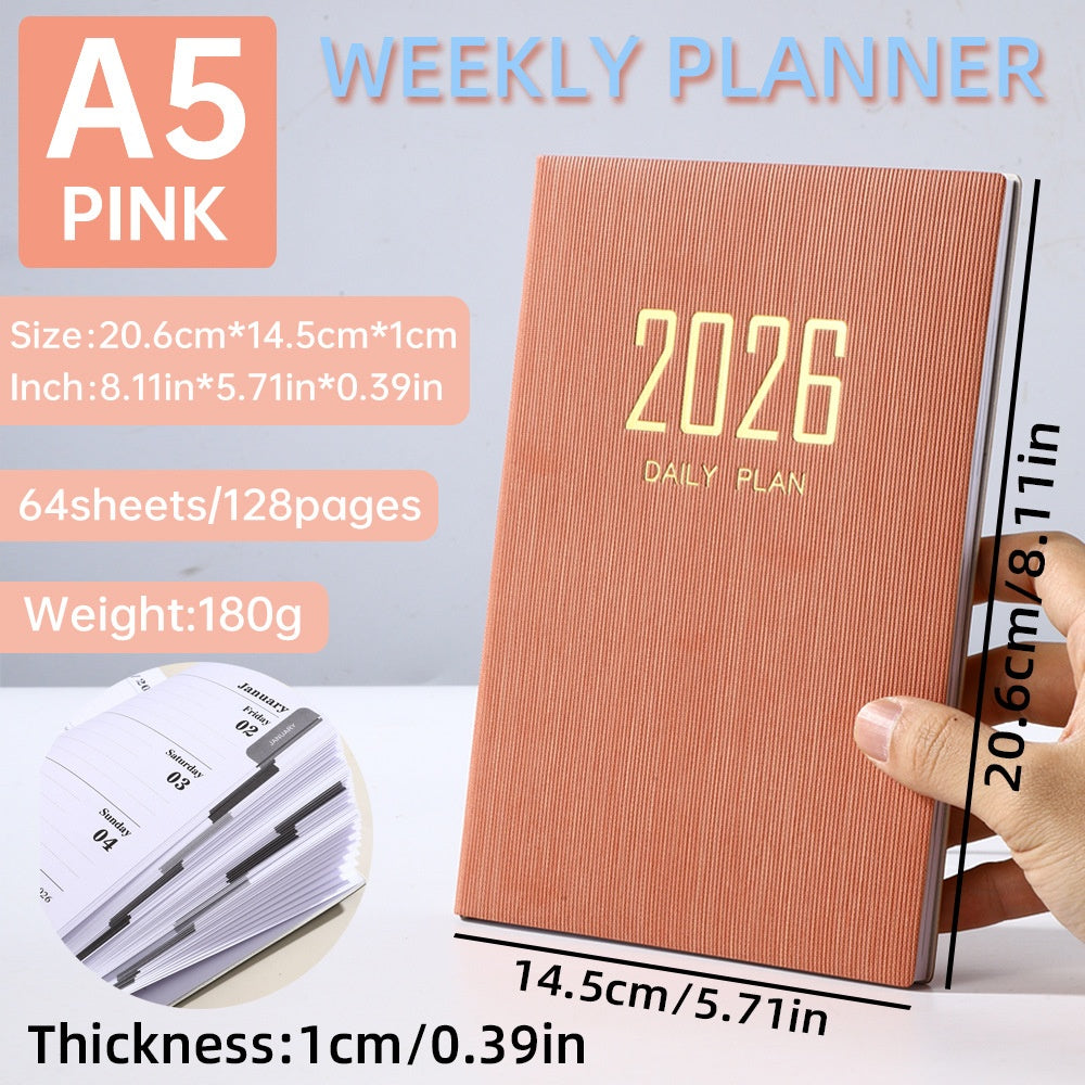 A5 Slim Leather Weekly Planner Notebook - Multiple Cover Colors