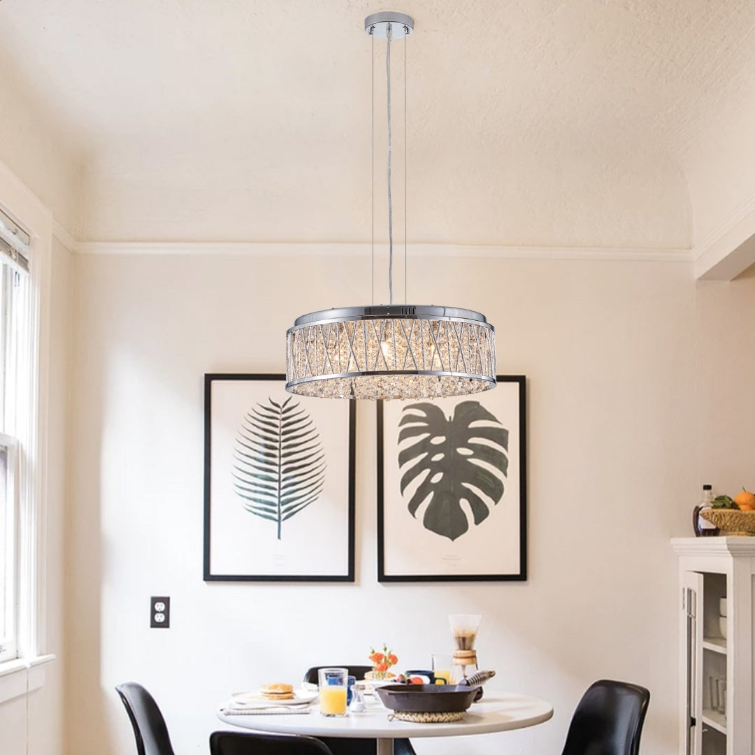 Modern Crystal Chandelier - 19 Inch Round Ceiling Light Fixture