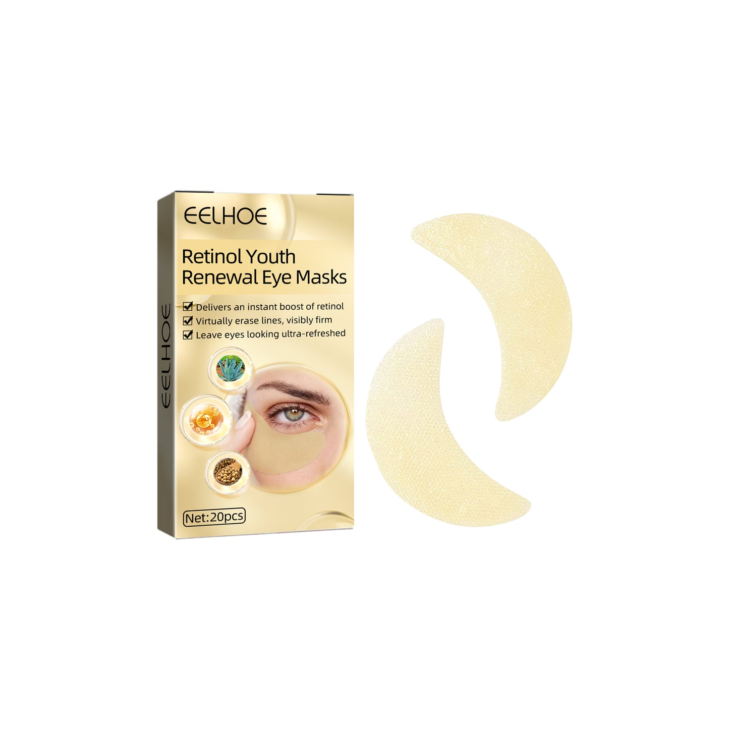 Retinol Eye Mask for Dark Circles and Fine Lines - 20 Pack