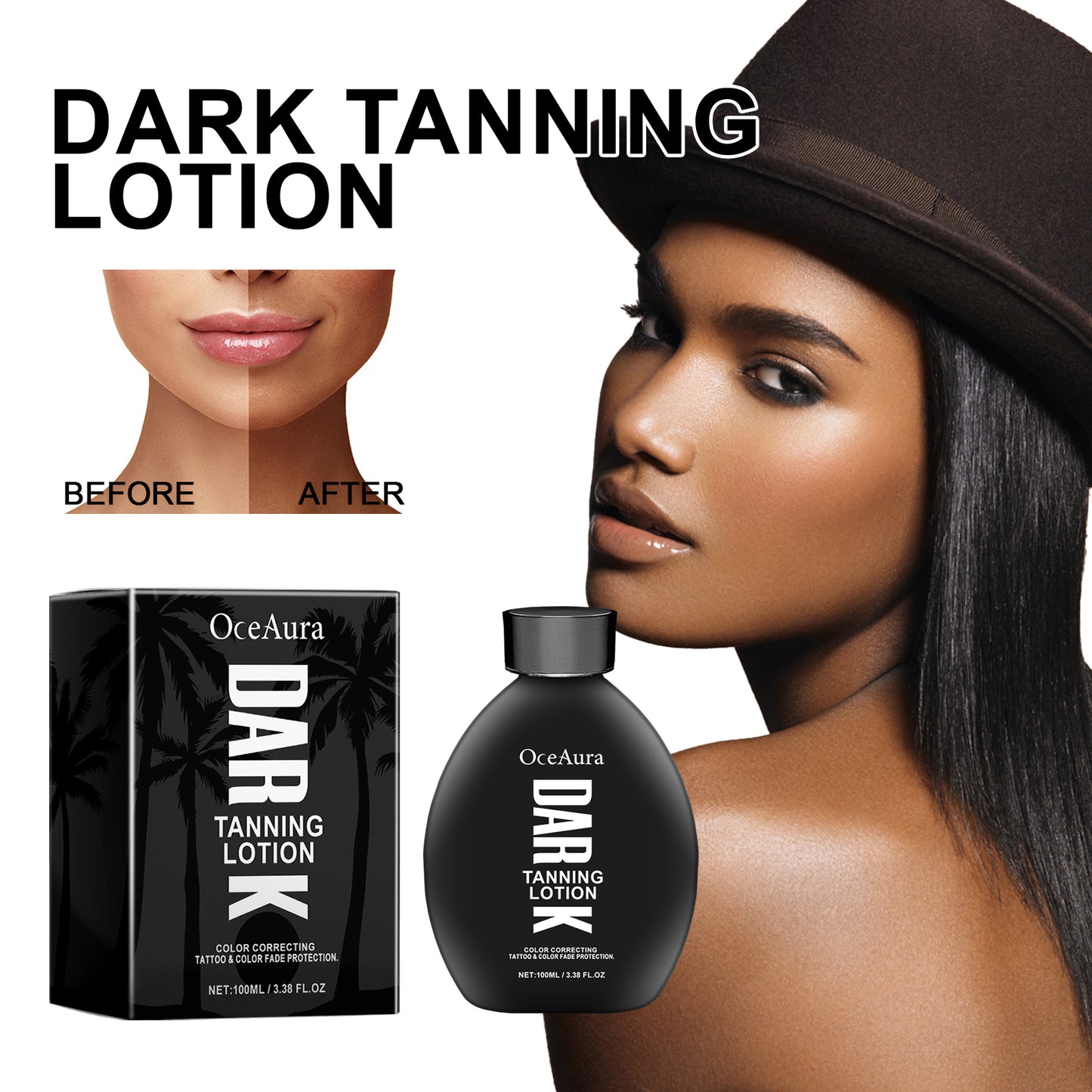 Dark Tanning Lotion - Moisturizing Matte Finish Skin Tone Corrector