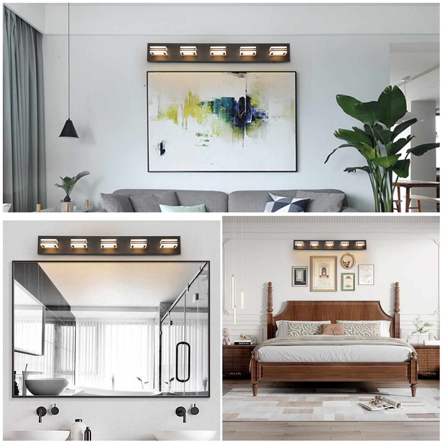 5-Light LED Vanity Light Fixture - Dimmable & Energy Efficient