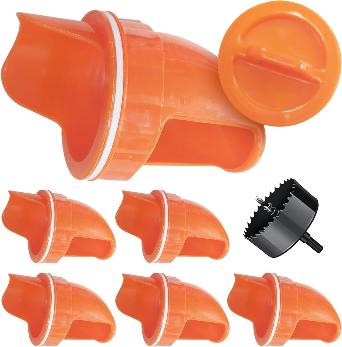 6 Pack Weatherproof Chicken Feeders with Hole Saw Kit for Buckets & Troughs