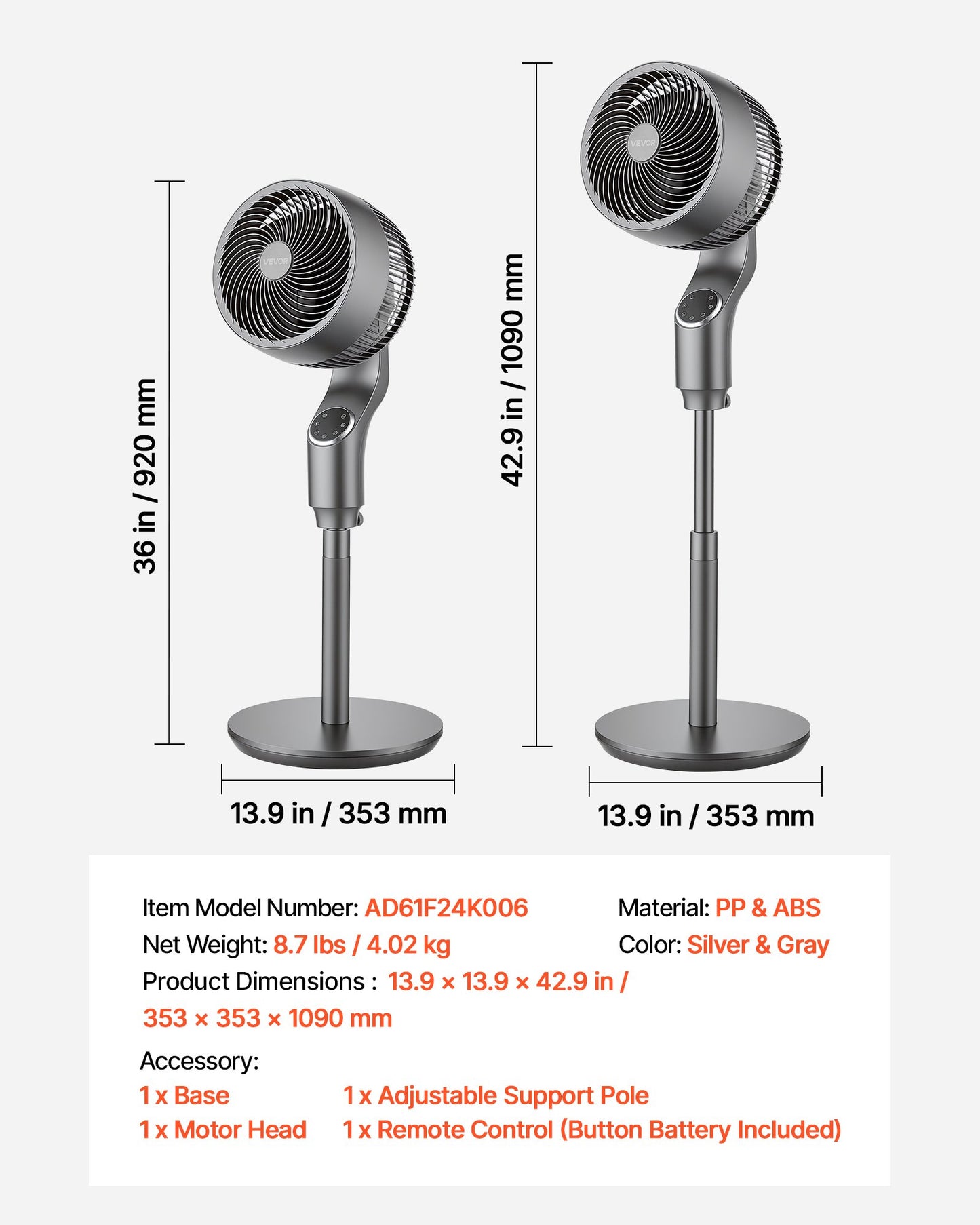 Black 9-Inch Oscillating Pedestal Fan with Remote, 12 Speeds & 4 Modes