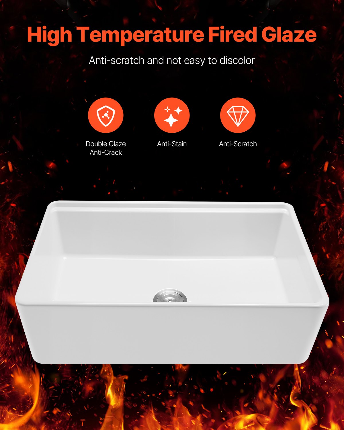 32.5" Farmhouse Undermount Kitchen Sink - White Fireclay Basin