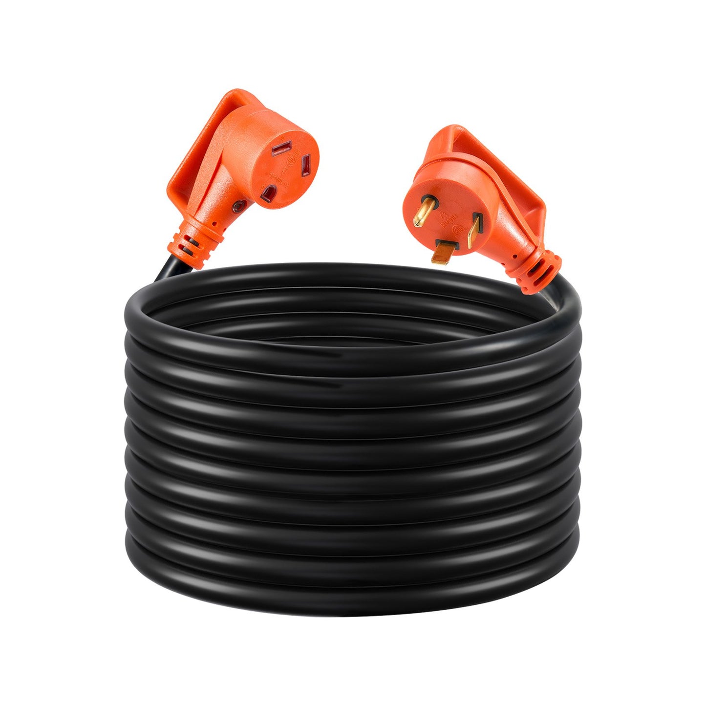 75 Ft Heavy-Duty RV Extension Cord 30A 10AWG NEMA TT-30P to TT-30R Black