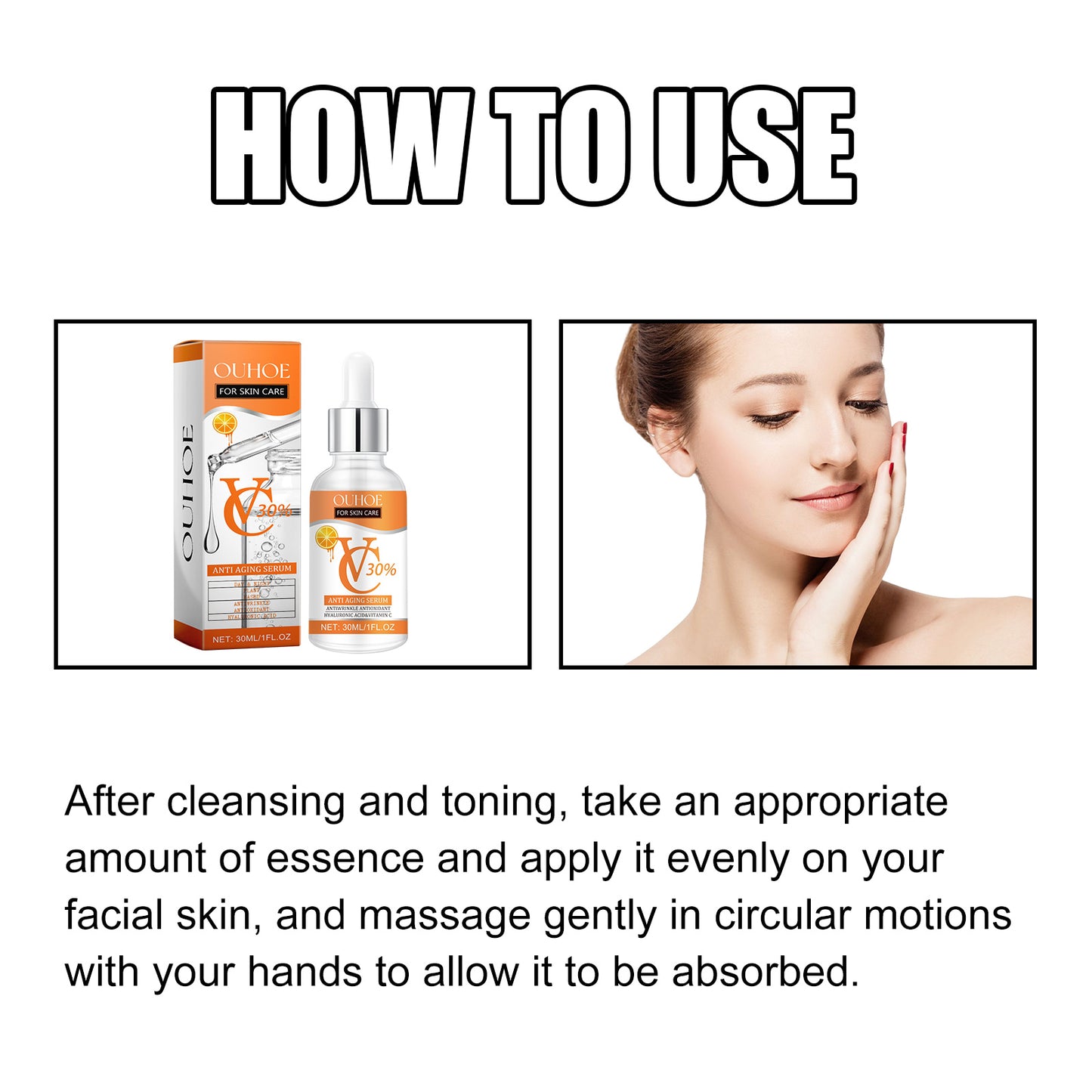 Anti-Aging Facial Serum with Hyaluronic Acid & Vitamin C - 30ml