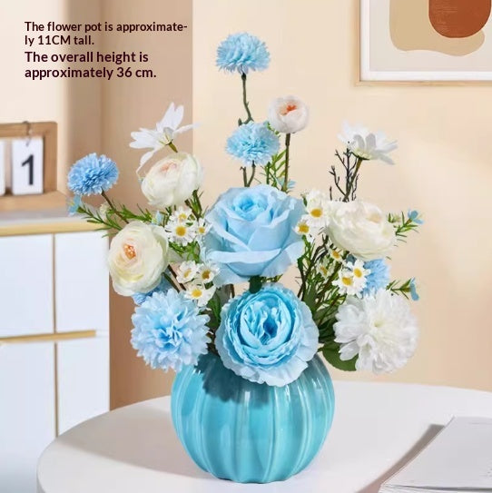Artificial Flower Decor Bouquet with Vase - Silk Floral Arrangement for Home & Garden