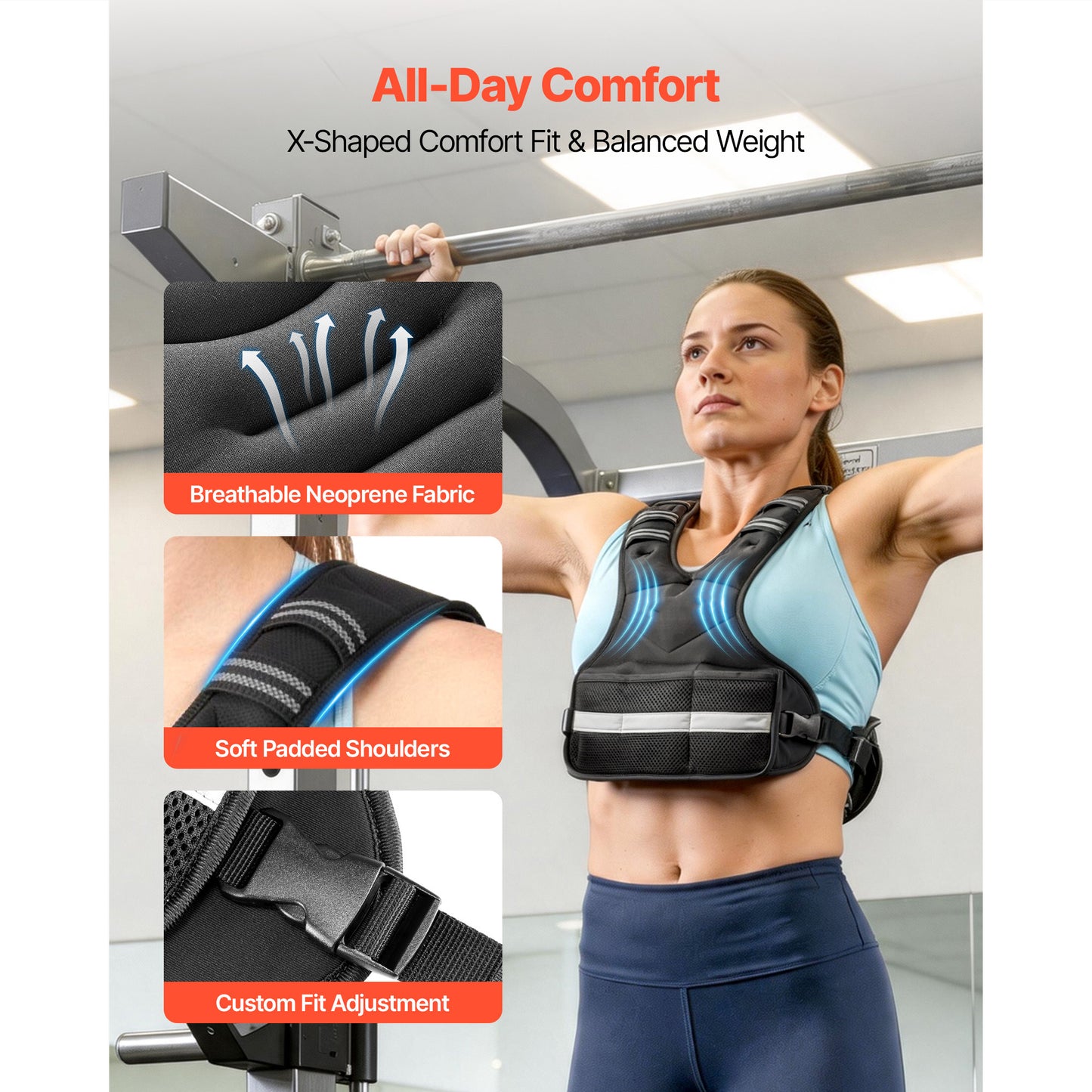 Adjustable Weighted Vest for Fitness & Running - 4-10 Lbs with Reflective Stripe