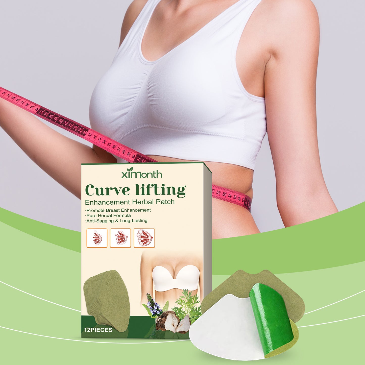 Herbal Chest Firming & Lifting Patches - 12 Pack Invisible Skin Treatment