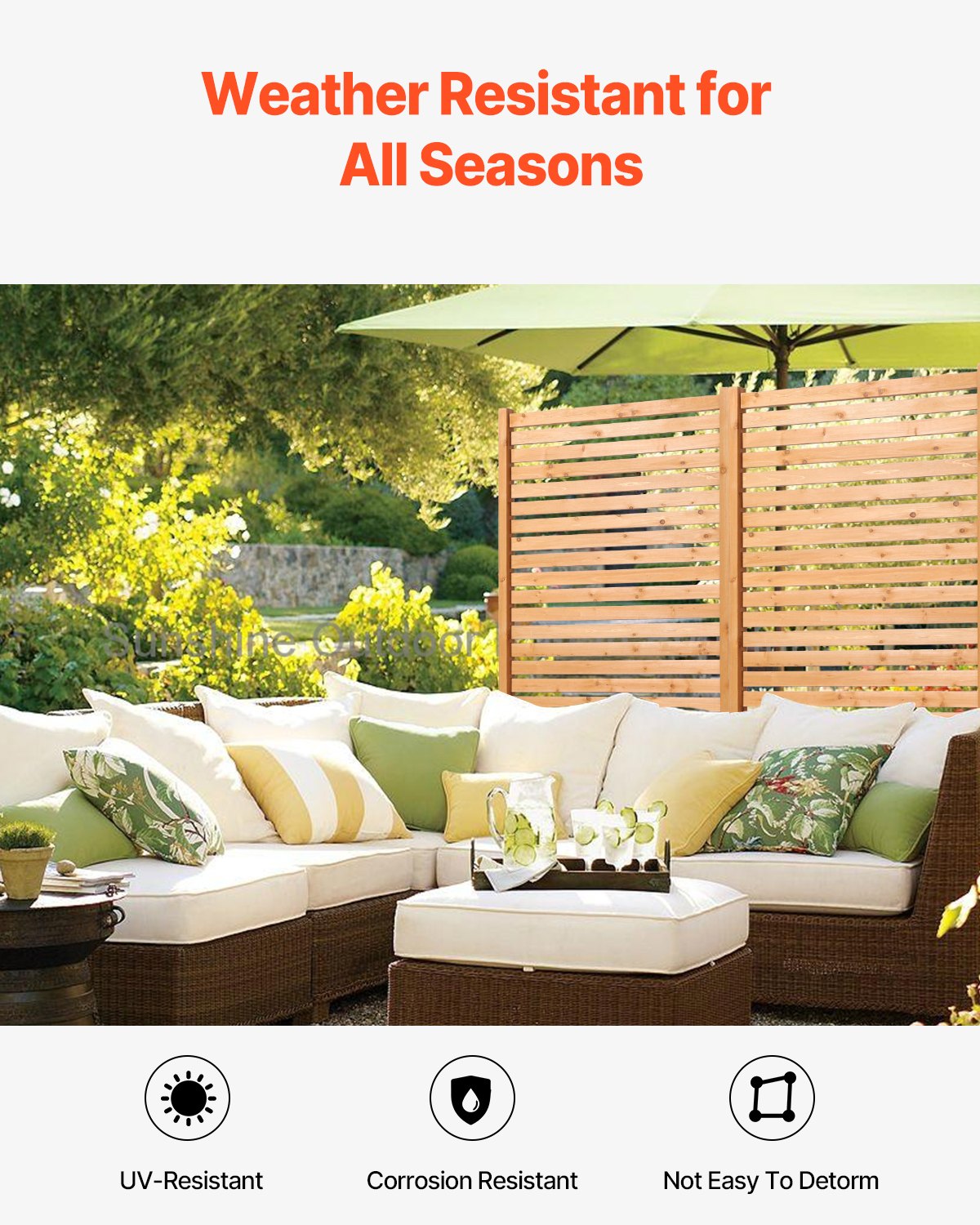 Wooden Privacy Screen 36x76 Inches Outdoor Freestanding Garden Divider Natural Finish