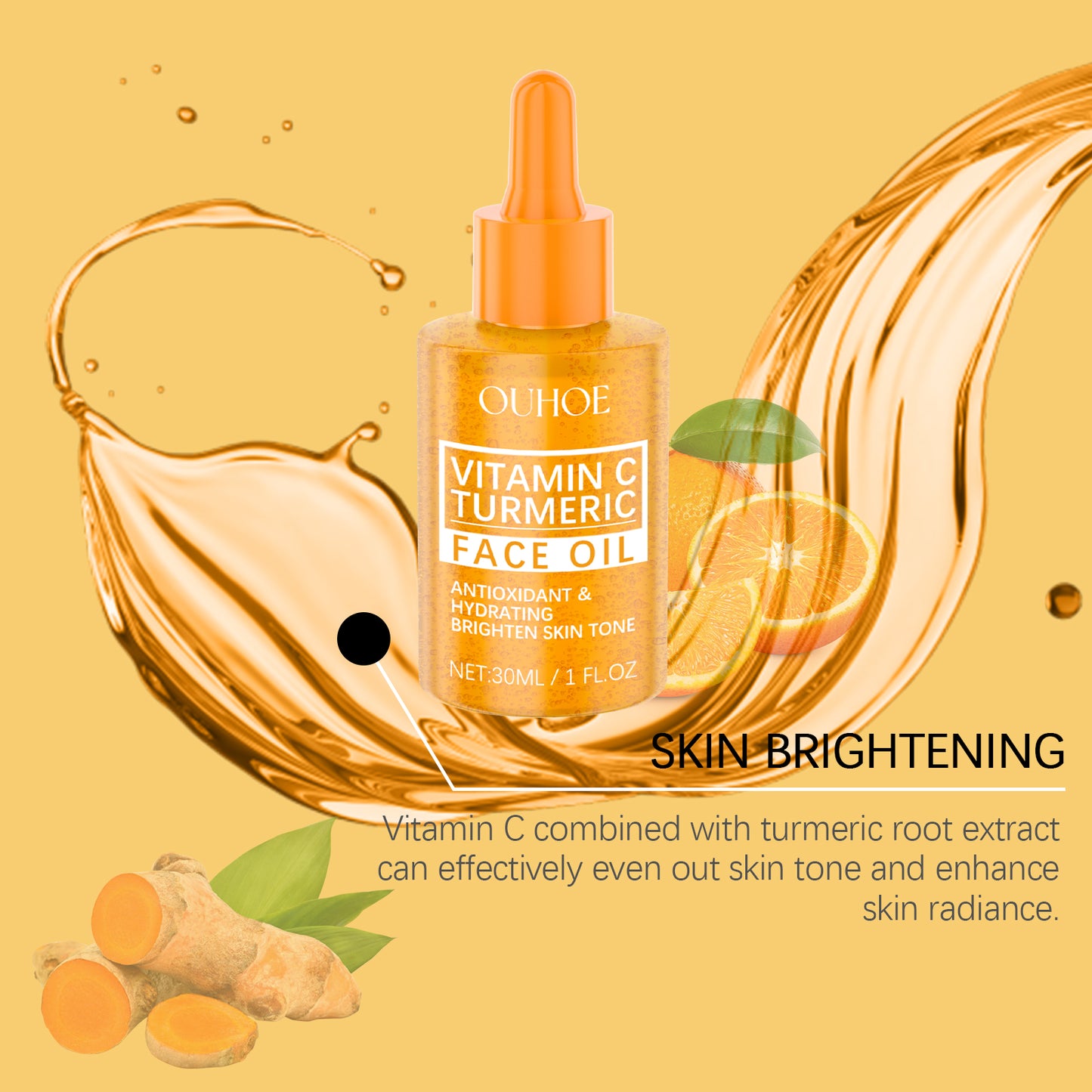 Vitamin C Turmeric Face Oil with Niacinamide - Brightening Facial Serum 30ml