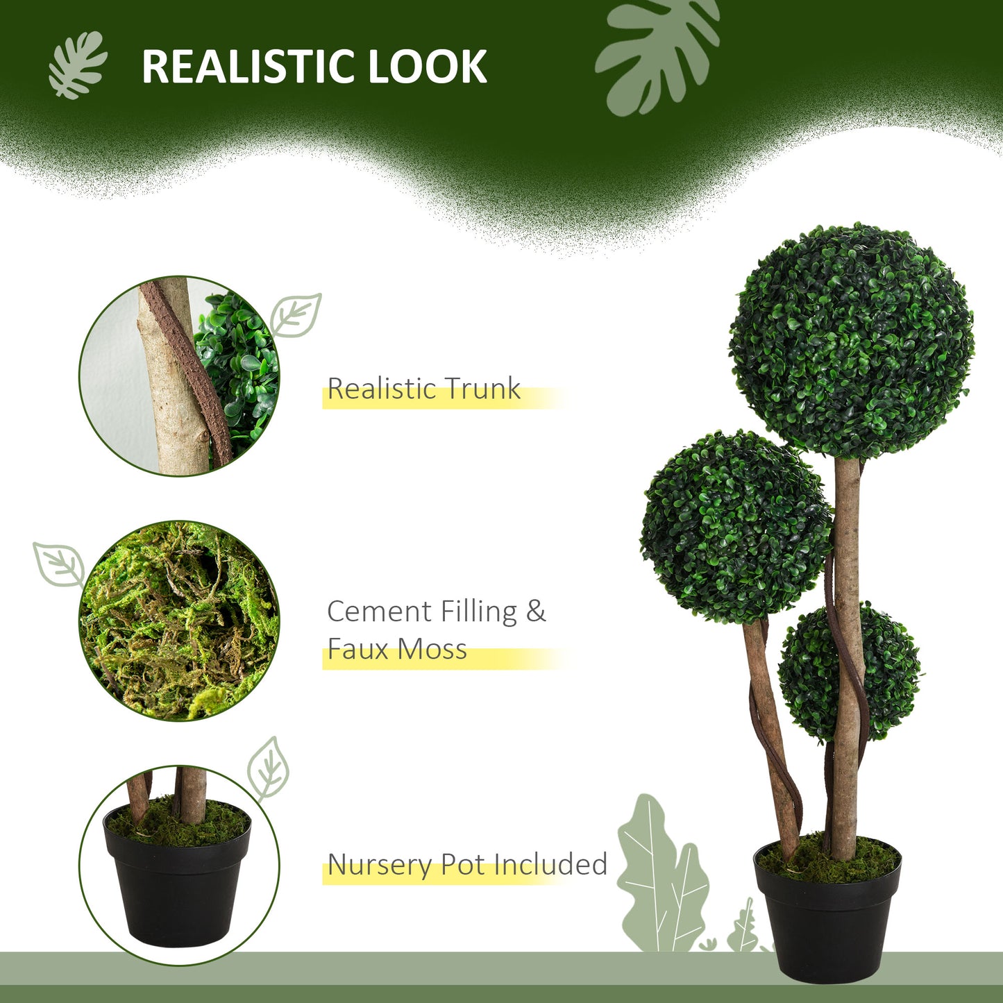 35.5" Artificial Boxwood Topiary Tree - Set of 2 Green Plants