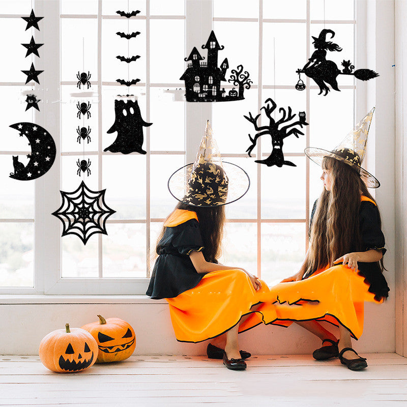 Halloween Spider Hanging Garland - 6 Pieces Festive Party Decor