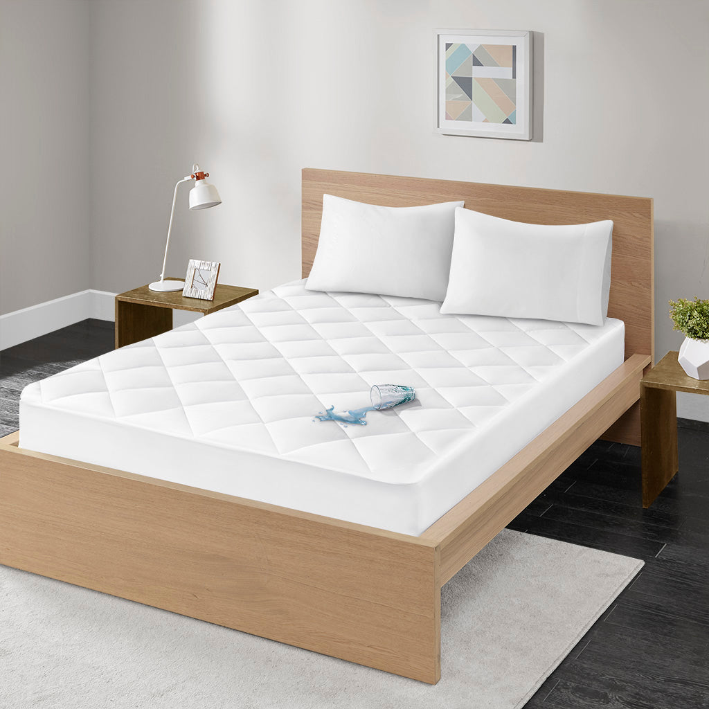 300 Thread Count Waterproof Cotton Sateen Mattress Pad - White