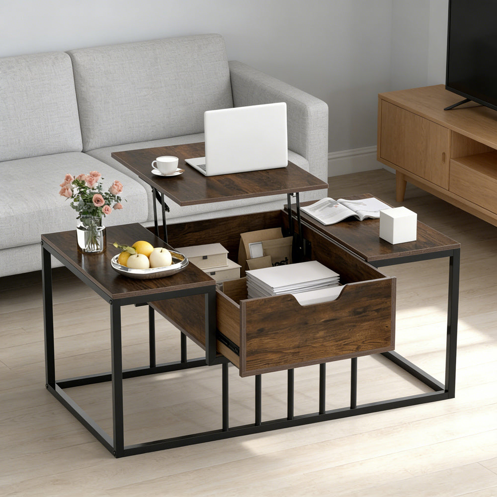 Lift Top Coffee Table Modern Center With Hidden Storage Compartment