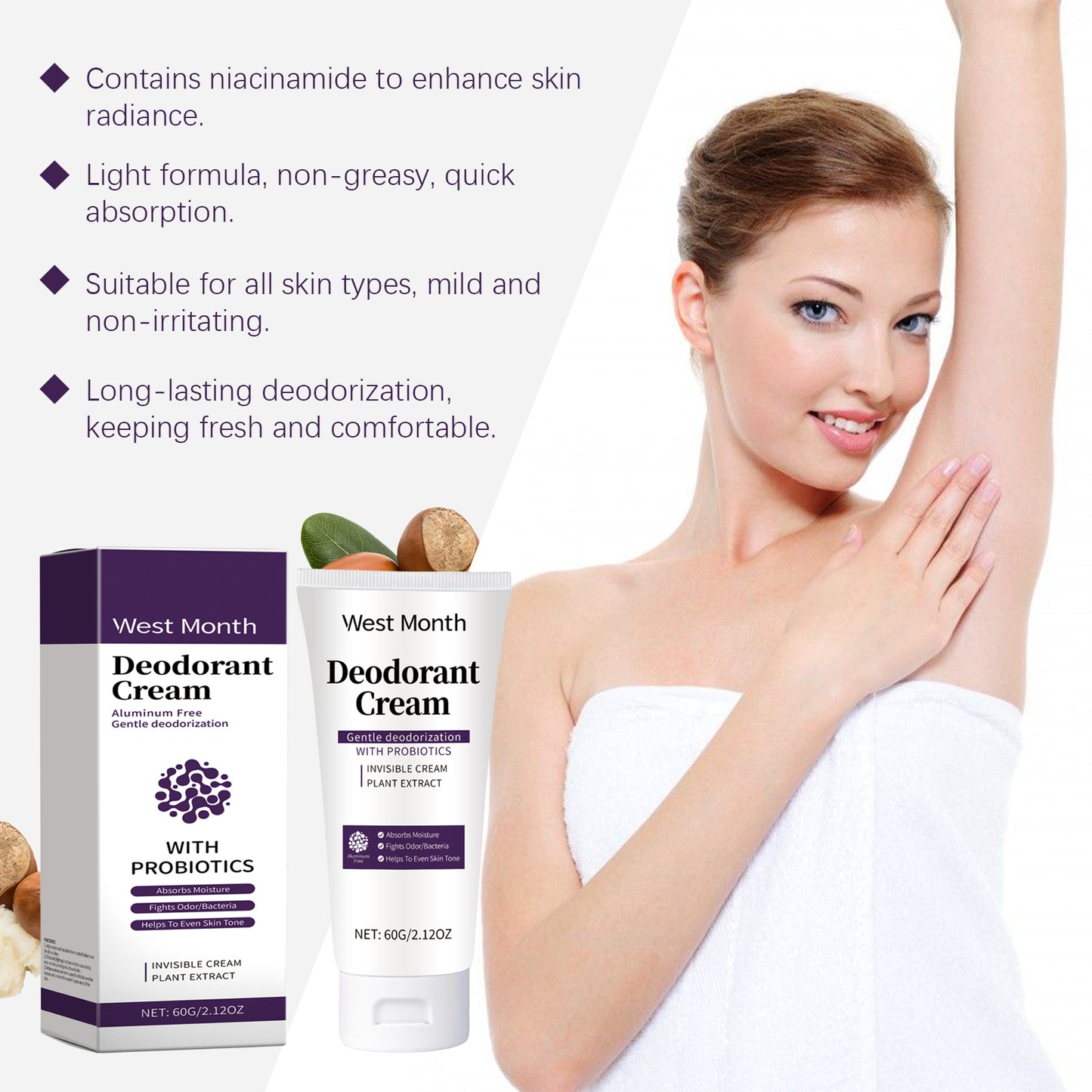 Moisturizing Niacinamide Body Care Cream - Refreshing Deodorizing Formula