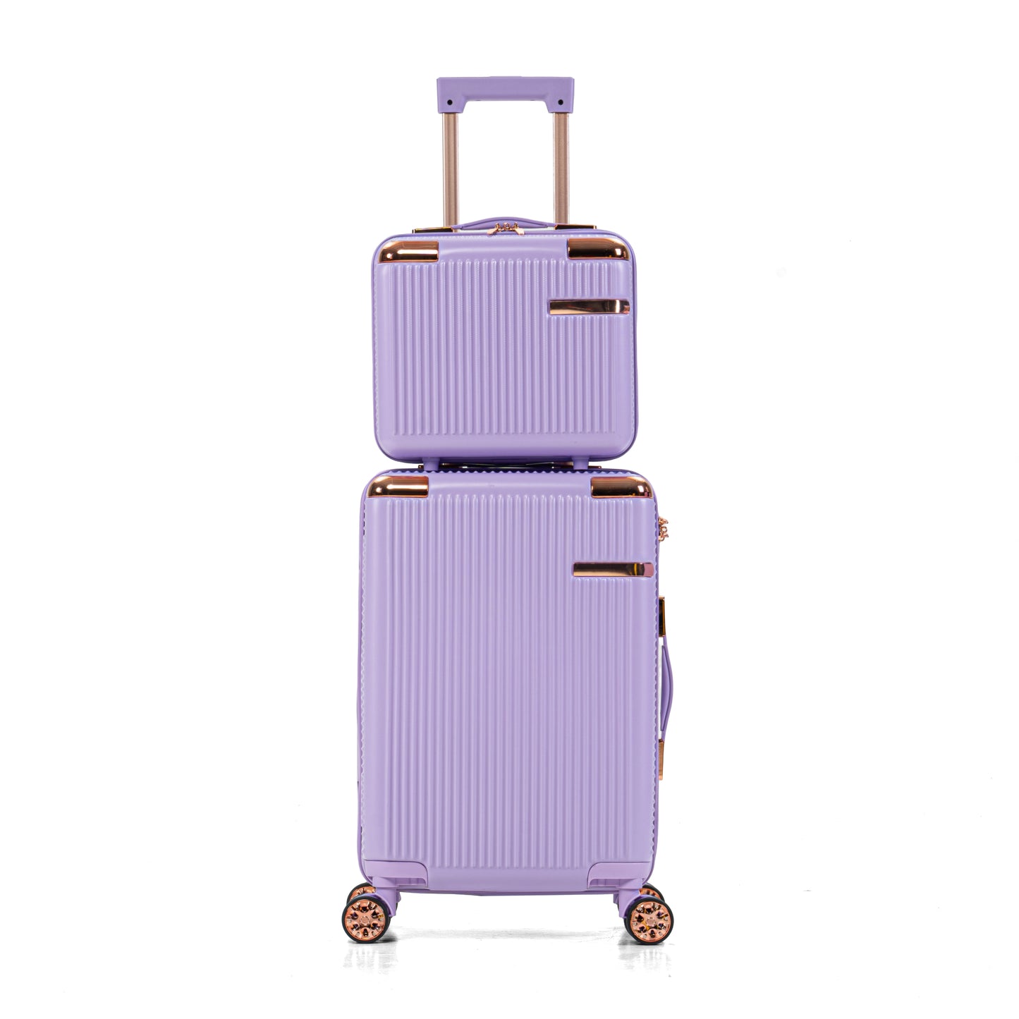 4-Piece Lightweight Hard Luggage Set with 360° Wheels - Purple