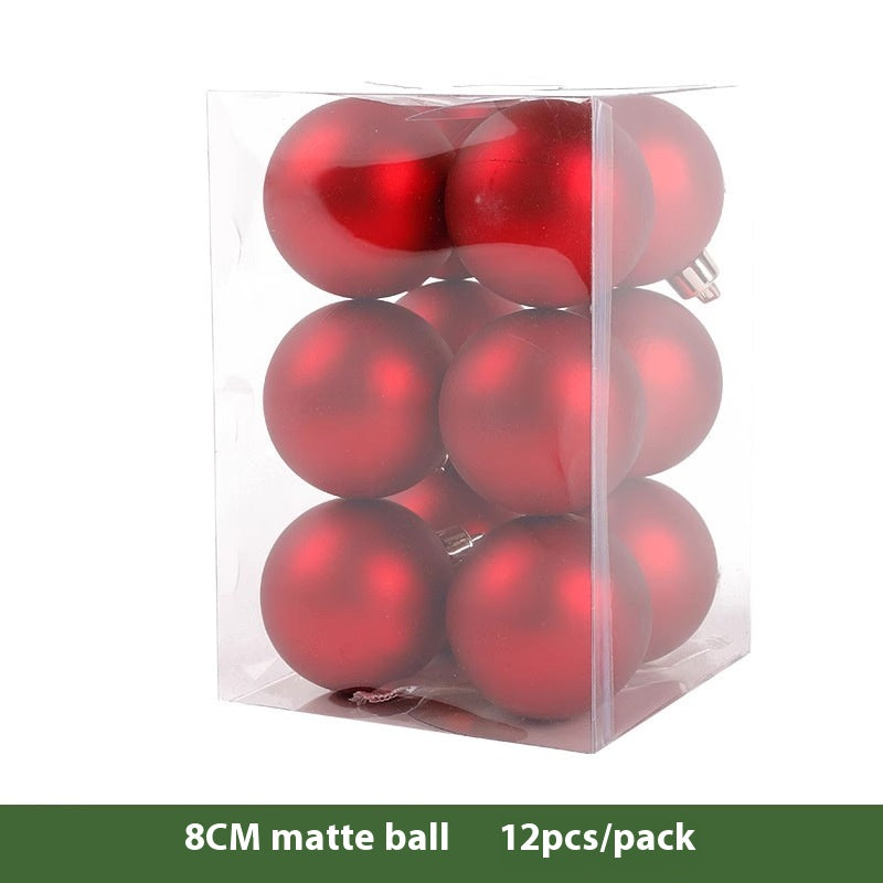 Christmas Decoration Red Ball Set - Electroplated Plastic Ornaments for Tree Atmosphere