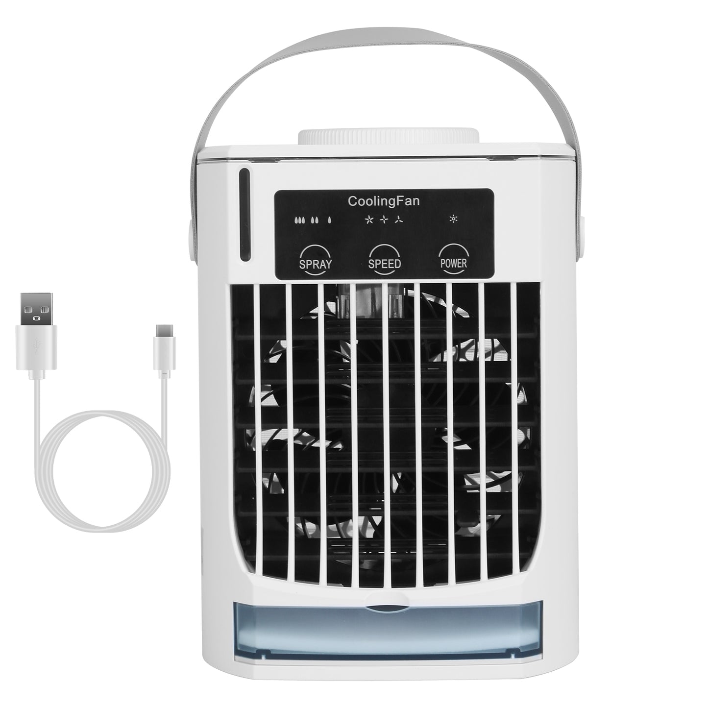 Portable Air Conditioner Fan with Humidifier & Night Light - White