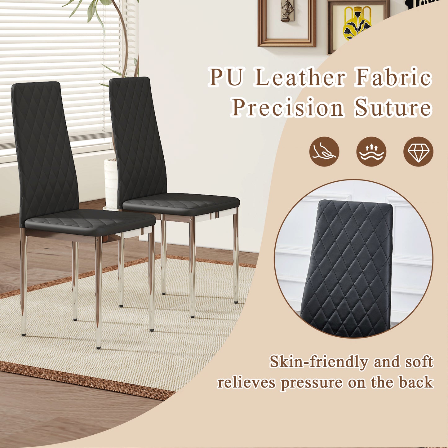 Modern Style Dining Chairs Set Of 6 In Black, Essential For