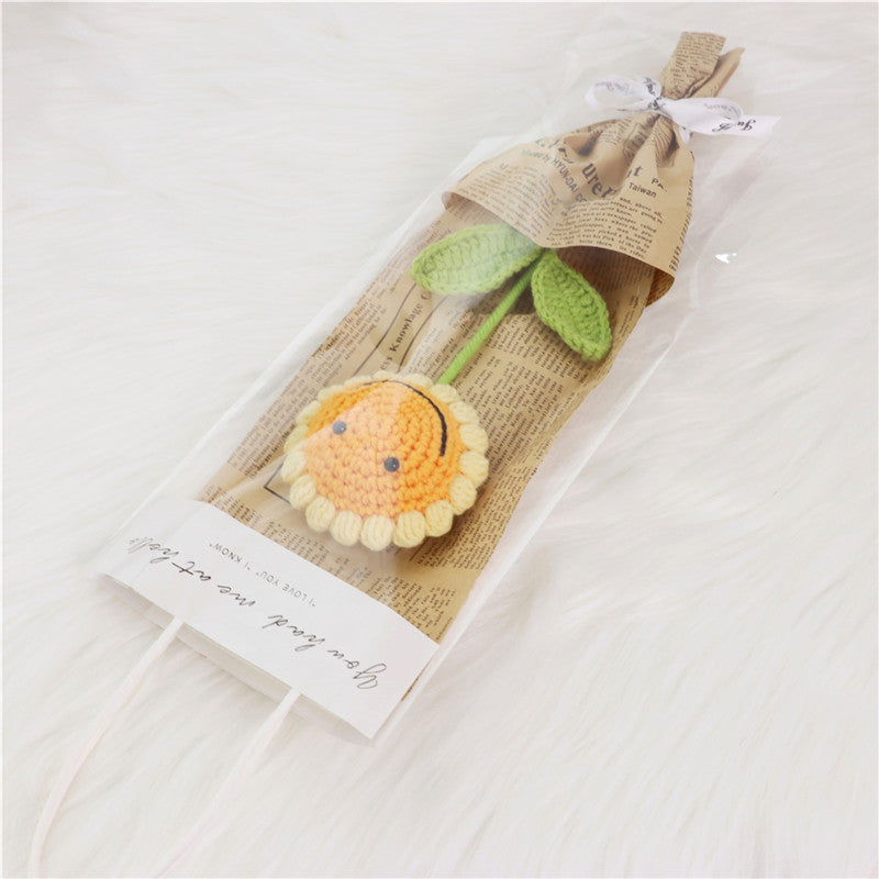 Handmade Crochet Sunflower Bouquet Artificial Floral Gift for Teacher's Day & Birthdays