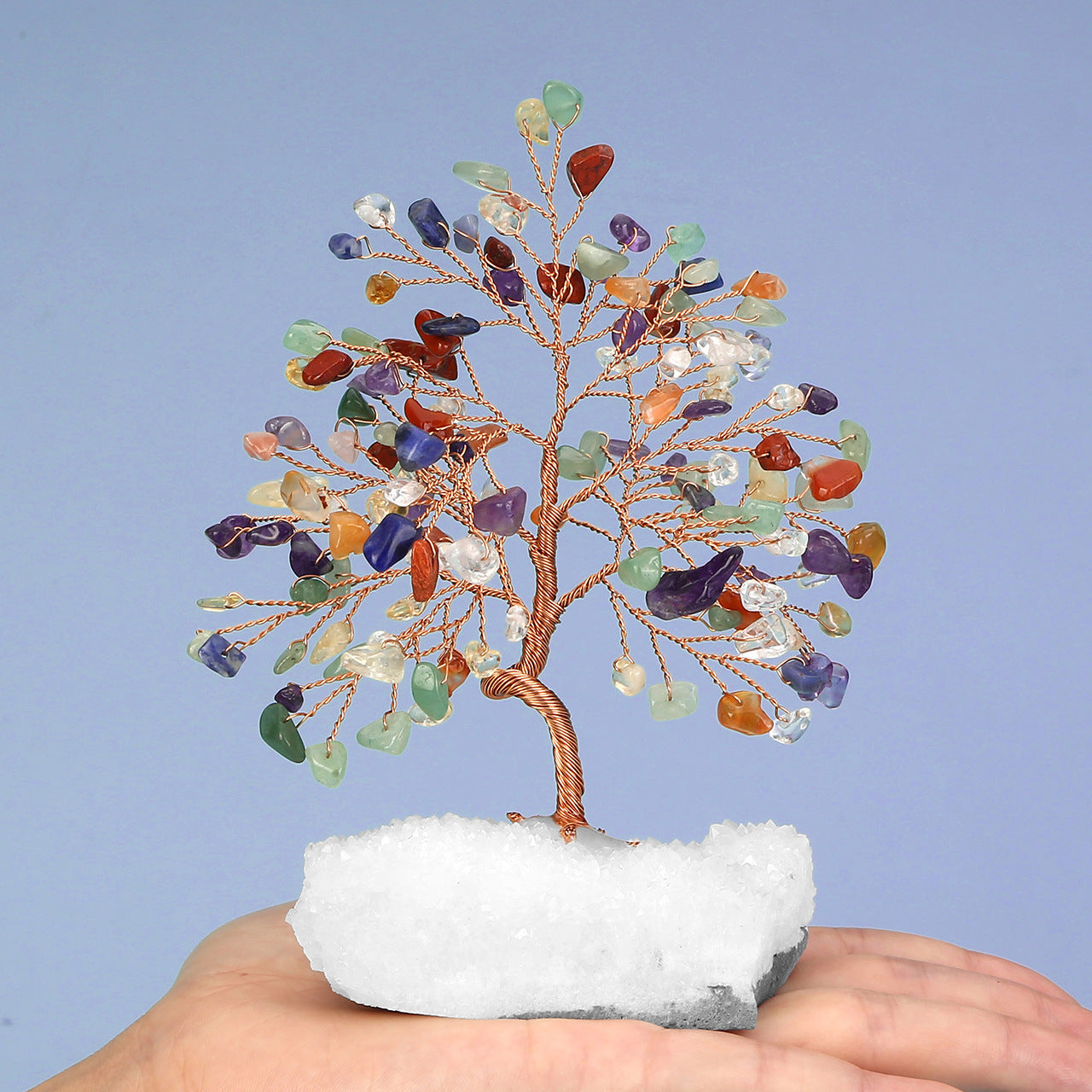 Crystal Tree Ornament with Gravel Base - Small Decorative Winding Tree for Home & Garden