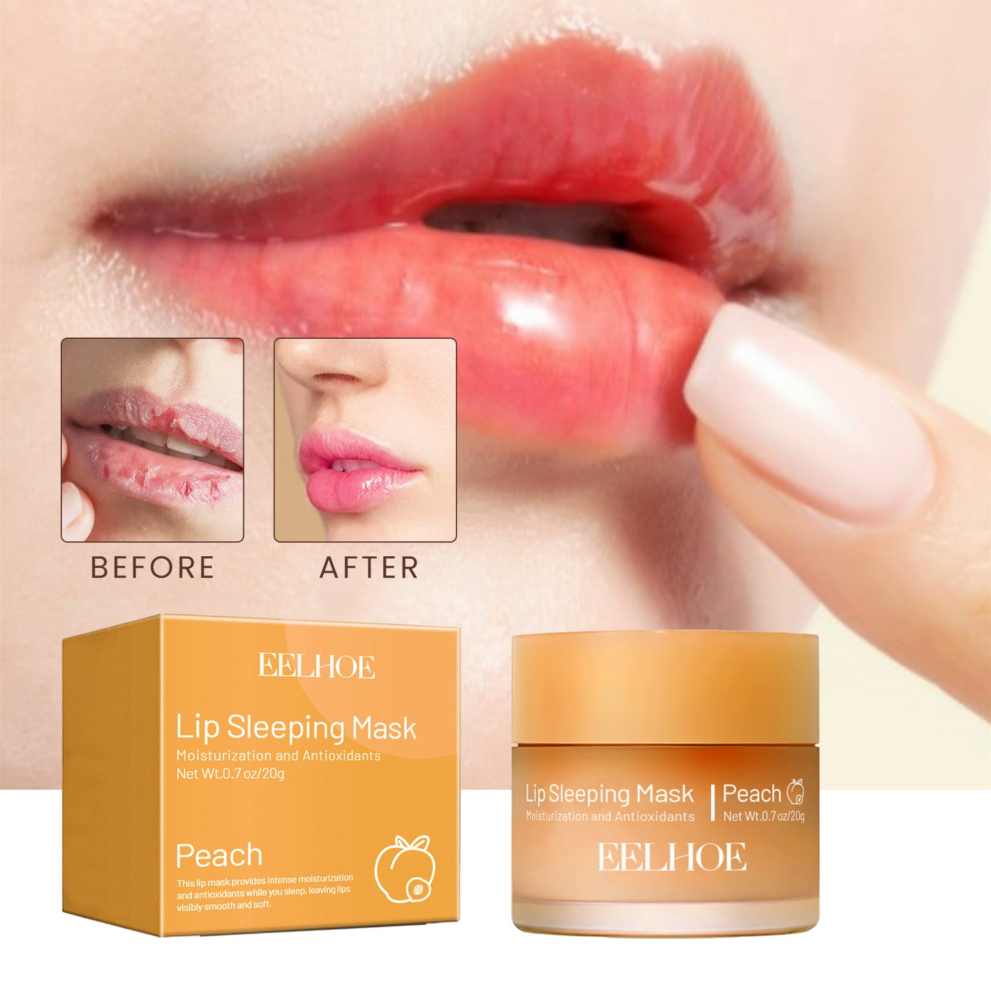Peach Moisturizing Lip Sleep Mask - Hydrating & Plumping Lip Treatment
