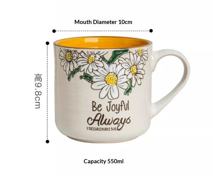 Large-Capacity Underglaze Colored Ceramic Mug - Microwave & Dishwasher Safe