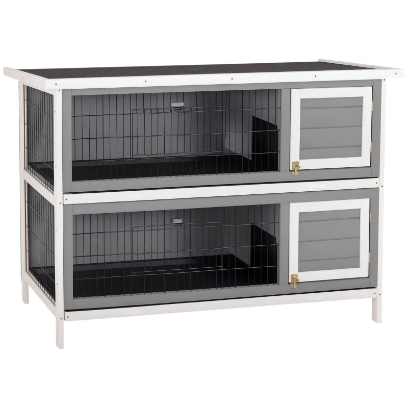 Large Wooden Rabbit Hutch with Lockable Doors Waterproof Roof and Leak Tray