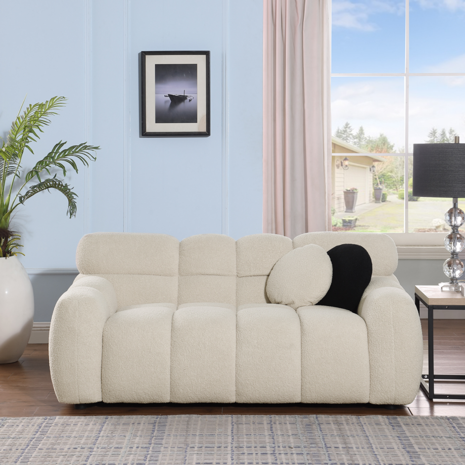 Beige Boucle 2-Seater Marshmallow Sofa - Comfortable Design