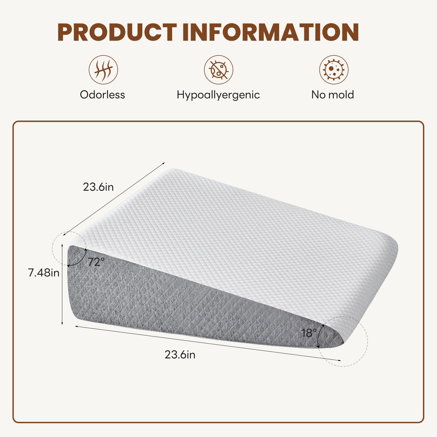 Memory Foam Wedge Pillow - Versatile Support for Comfort
