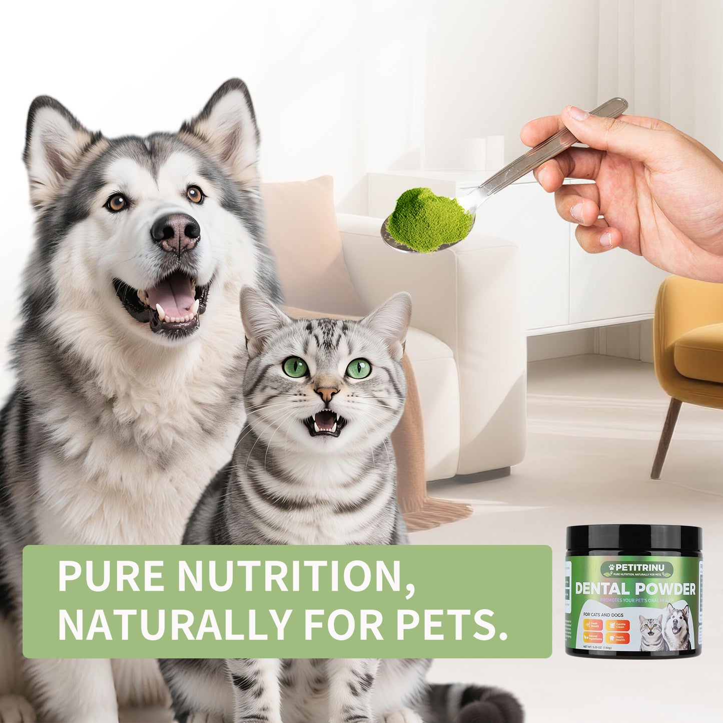 Pet Dental Powder for Cats and Dogs - Fresh Breath & Teeth Care 150g